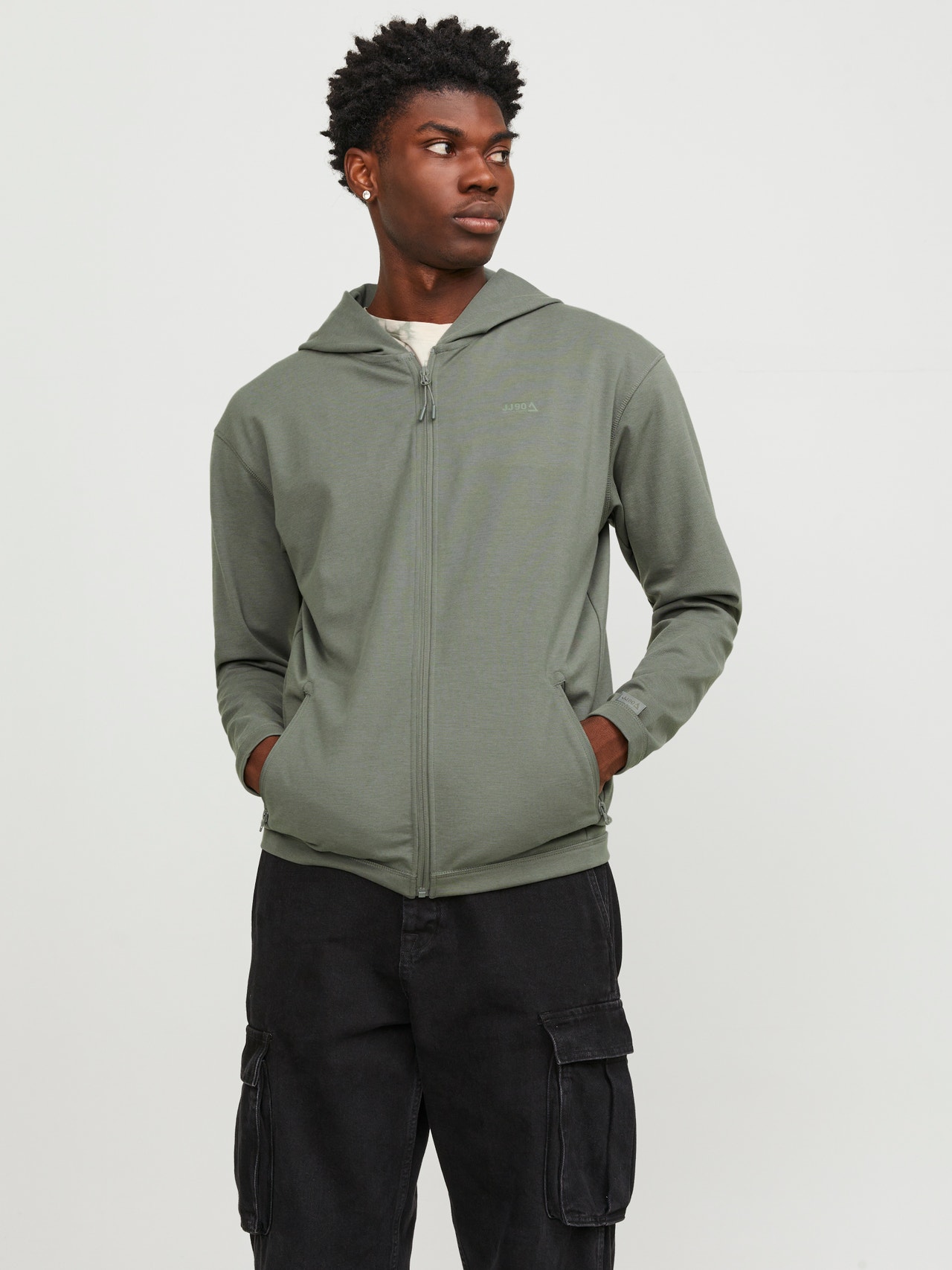 Plain Zip Hoodie Medium Green Jack Jones plain-zip-hoodie-medium-green-jack-jones