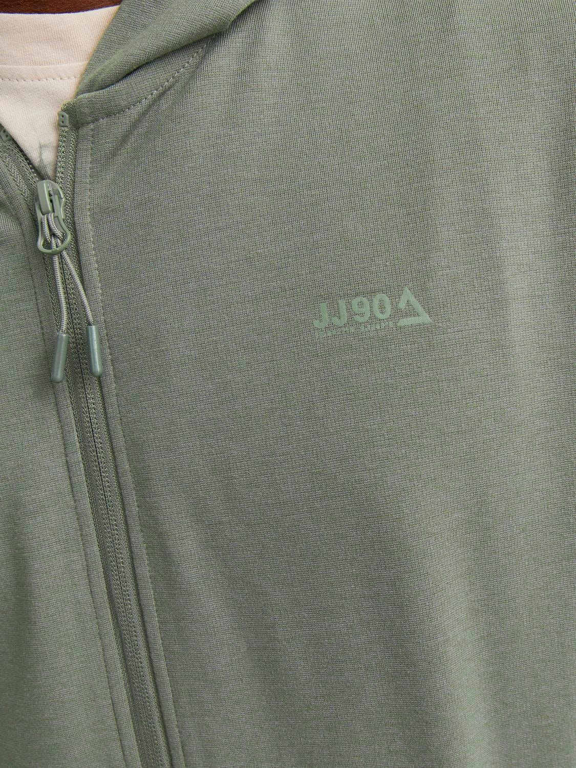 Jack & Jones Sweat à capuche zippé Uni -Agave Green - 12253764