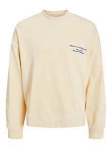 Jack & Jones Printet Sweatshirt med rund hals -Buttercream - 12253776