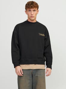 Jack & Jones Printed Crew neck Sweatshirt -Black - 12253776