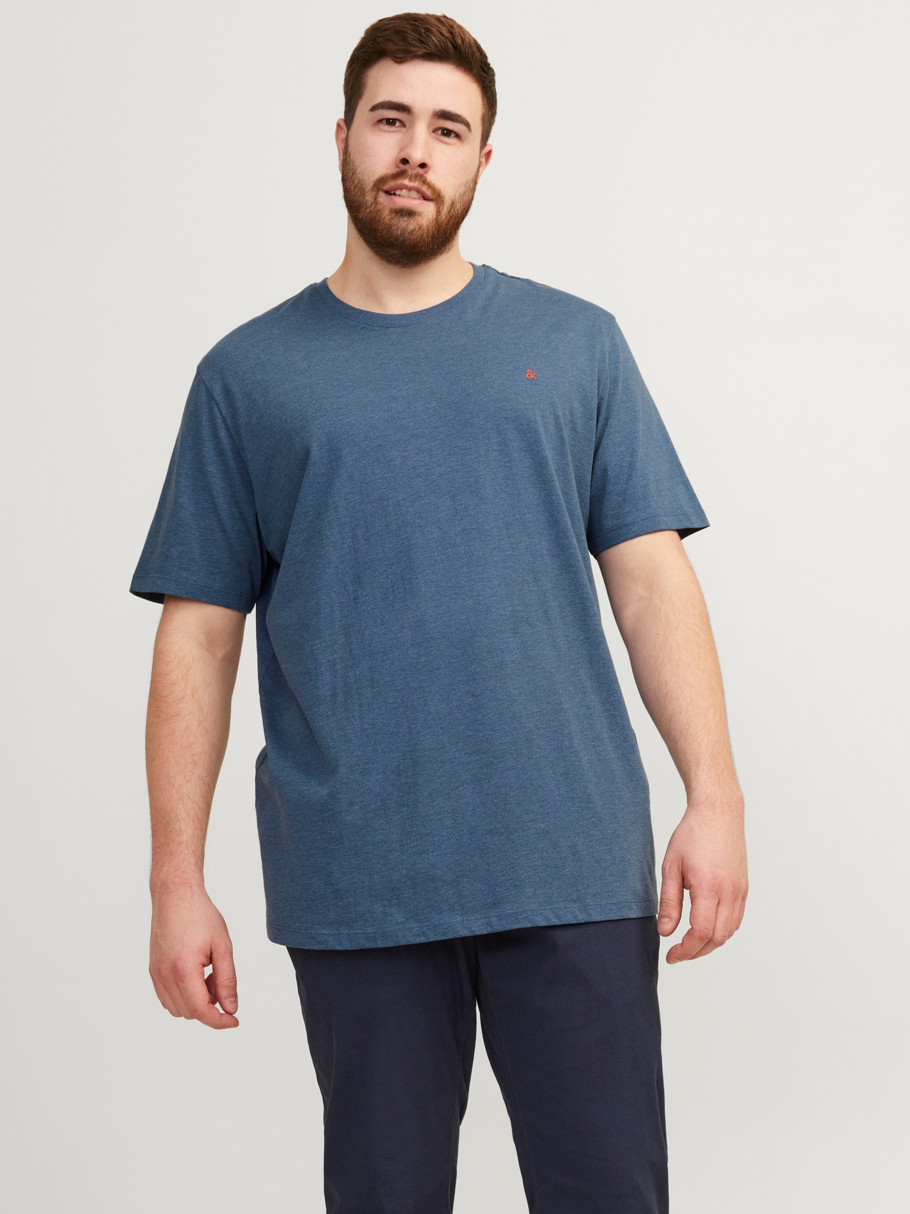Jack & Jones Plus Size Einfarbig T-shirt -Denim Blue - 12253778