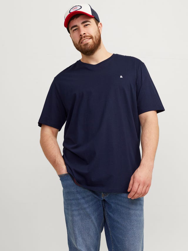 Jack & Jones Plus Size Camiseta Liso - 12253778