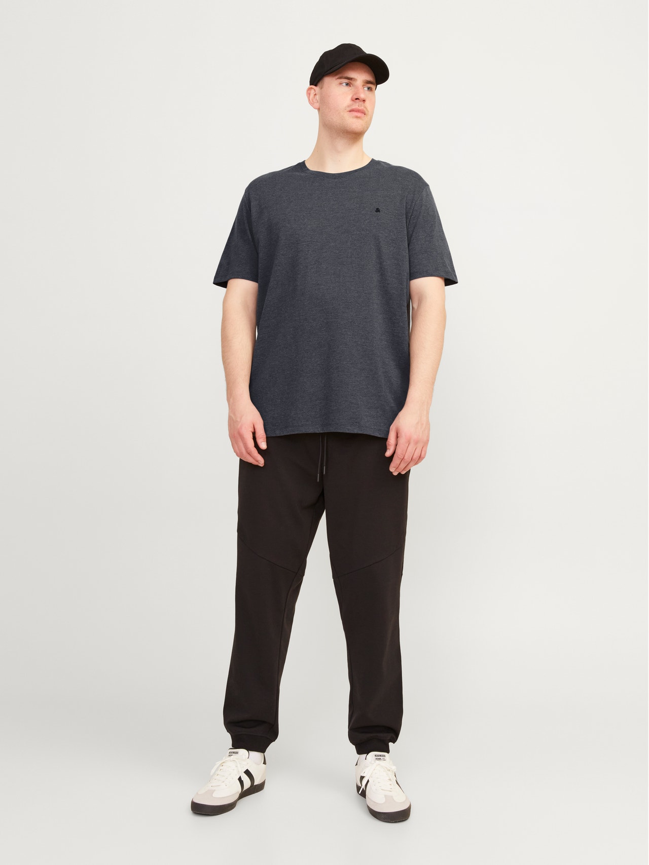 Jack & Jones Plus Size Plain T-shirt -Dark Grey Melange - 12253778