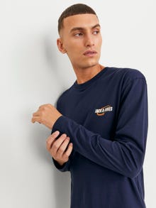 Jack & Jones Gedruckt Rundhals T-shirt -Navy Blazer - 12253809