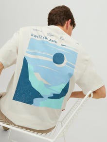 Jack & Jones Gedruckt Rundhals T-shirt -Cloud Dancer - 12253864