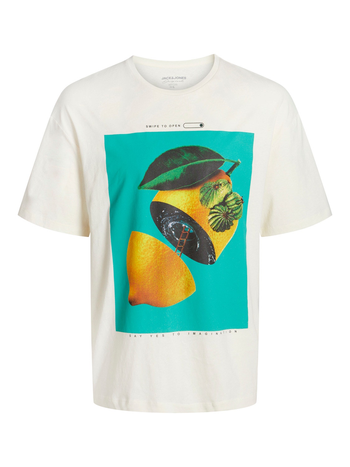 Jack & Jones Fotodruck Rundhals T-shirt -Egret - 12253873