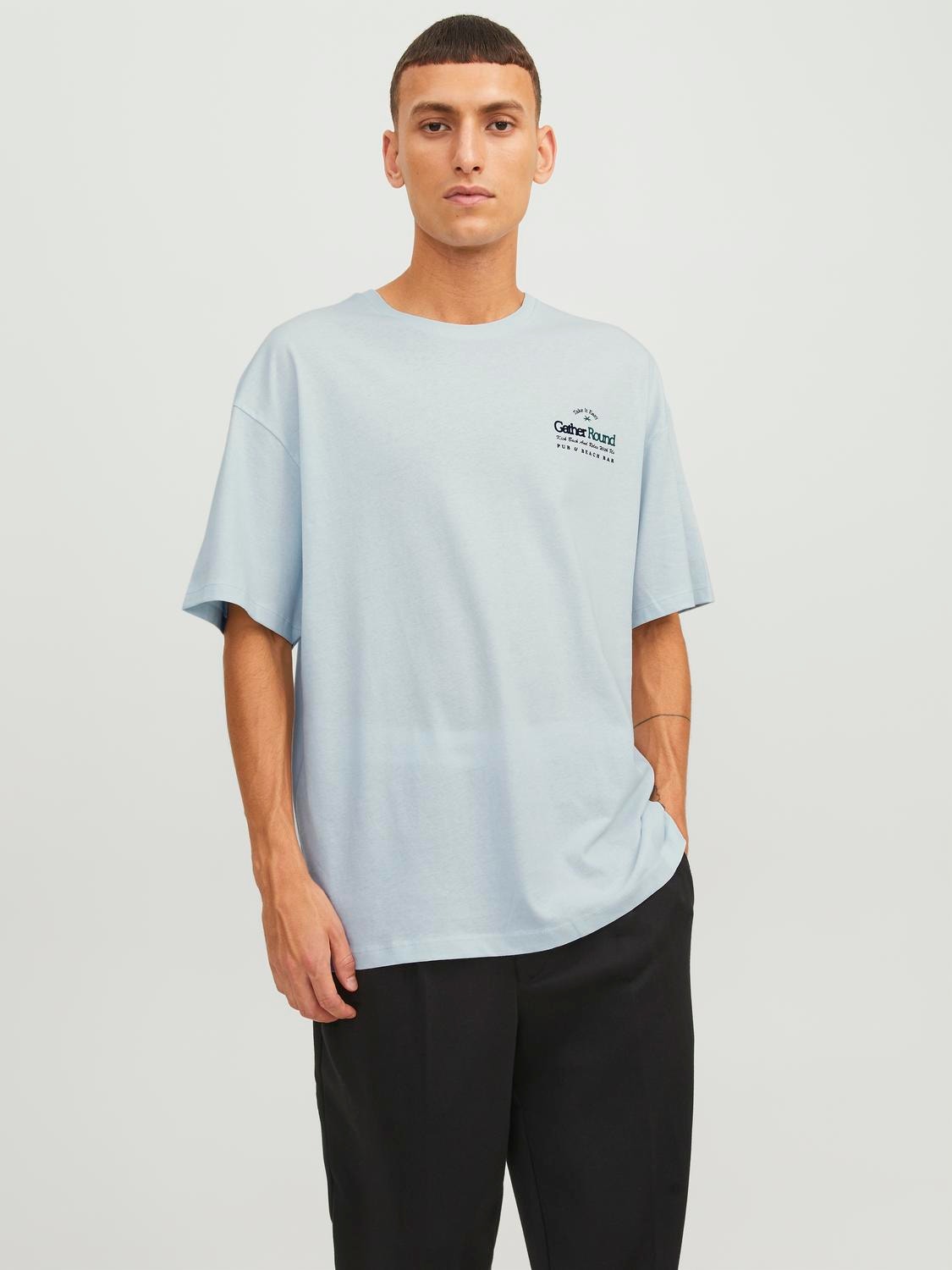 Jack & Jones Potištěný Kruhový výstřih Tričko -Wan Blue - 12253877