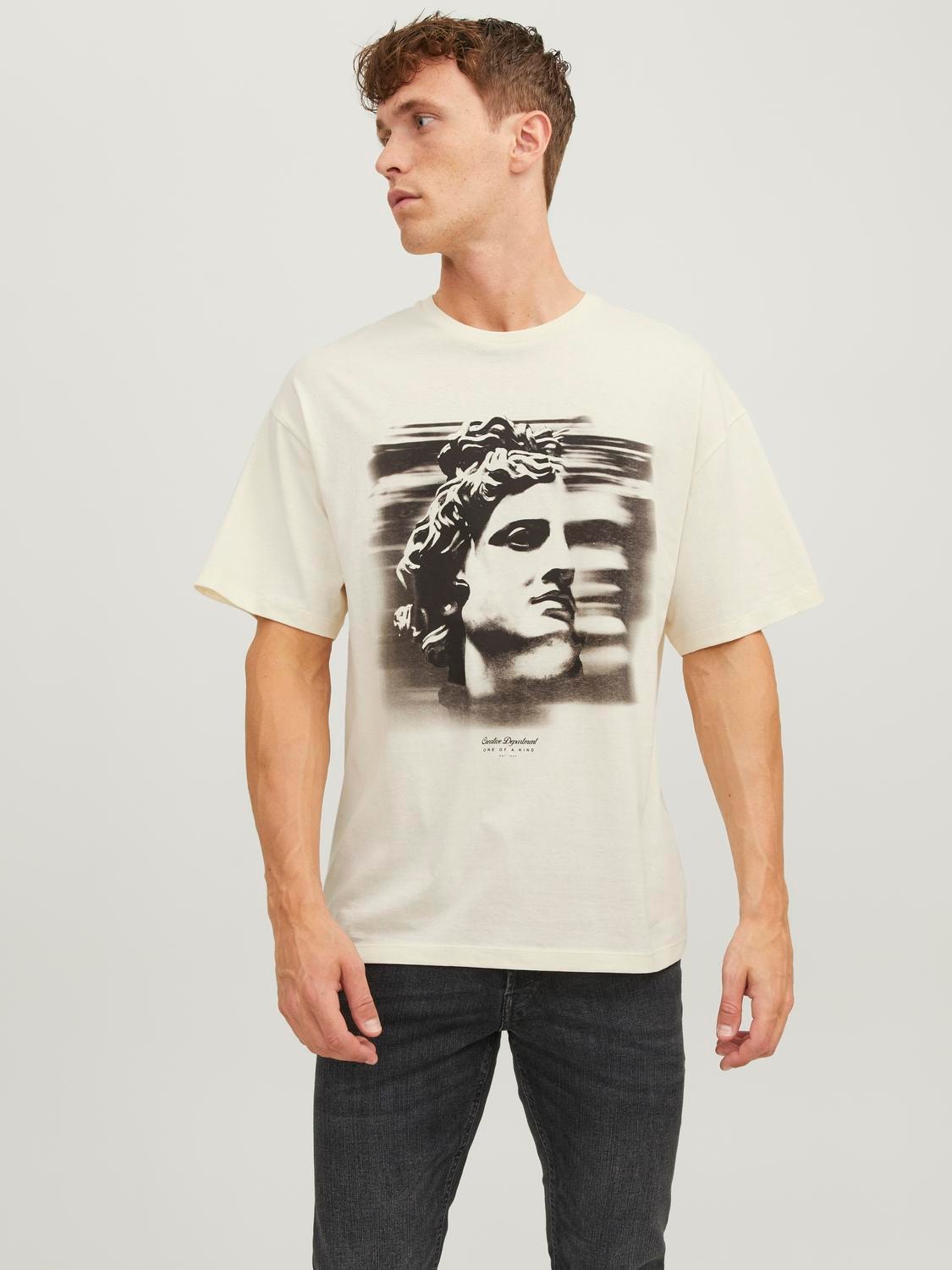 Jack & Jones Nyomott mintás Környak Trikó -Egret - 12253889