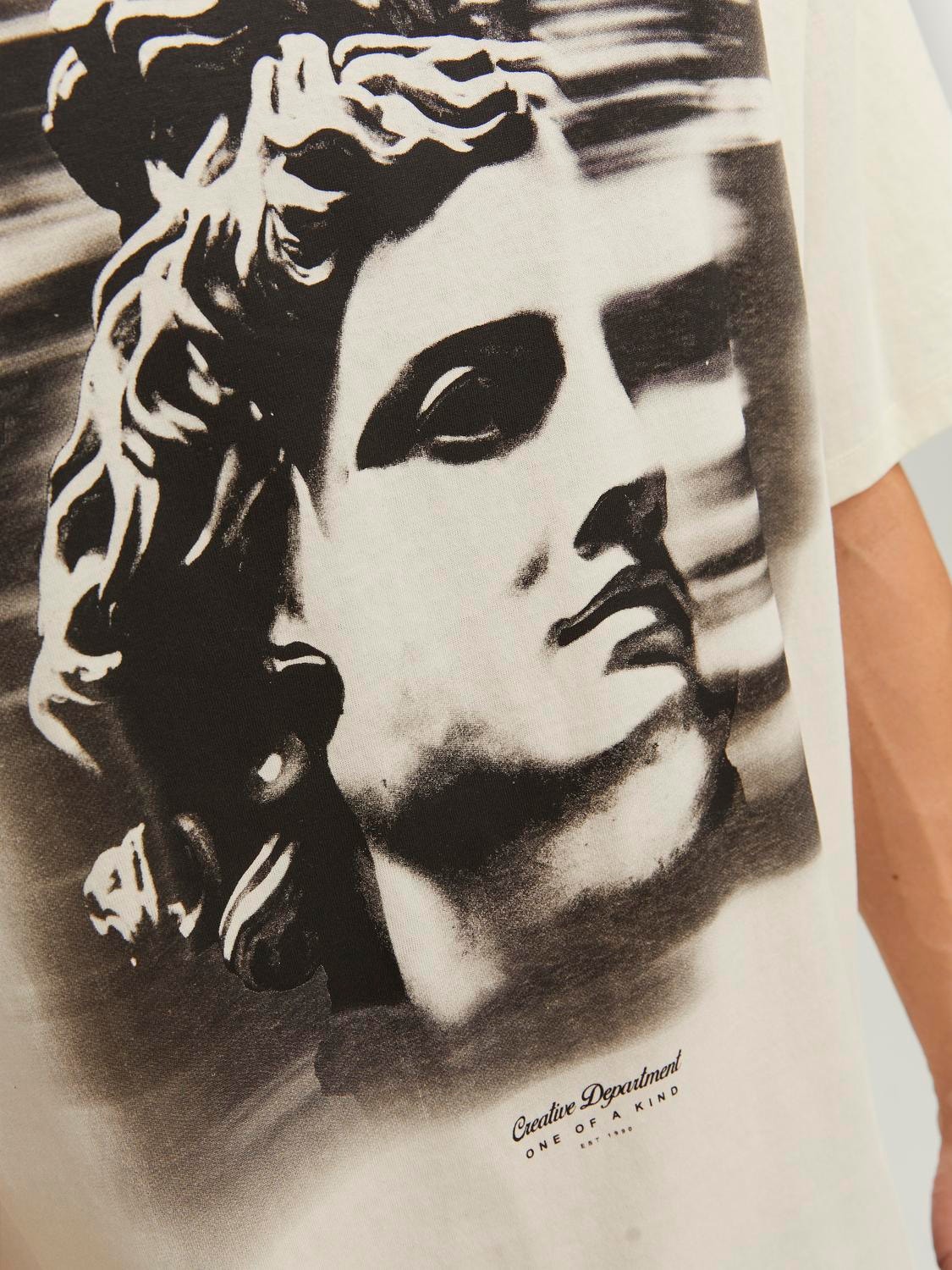 Jack & Jones Printet Crew neck T-shirt -Egret - 12253889