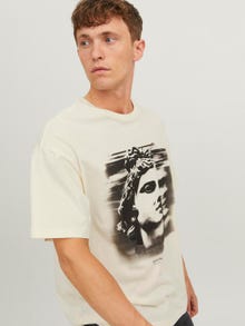 Jack & Jones Nyomott mintás Környak Trikó -Egret - 12253889