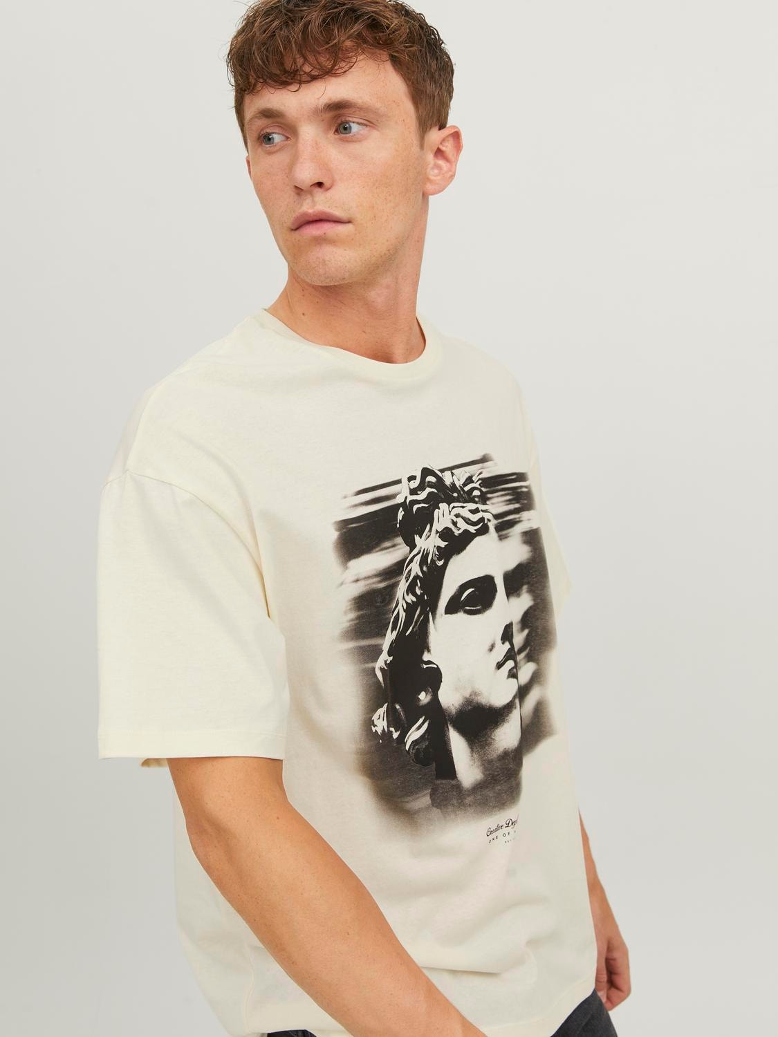 Jack & Jones Printed Crew neck T-shirt -Egret - 12253889