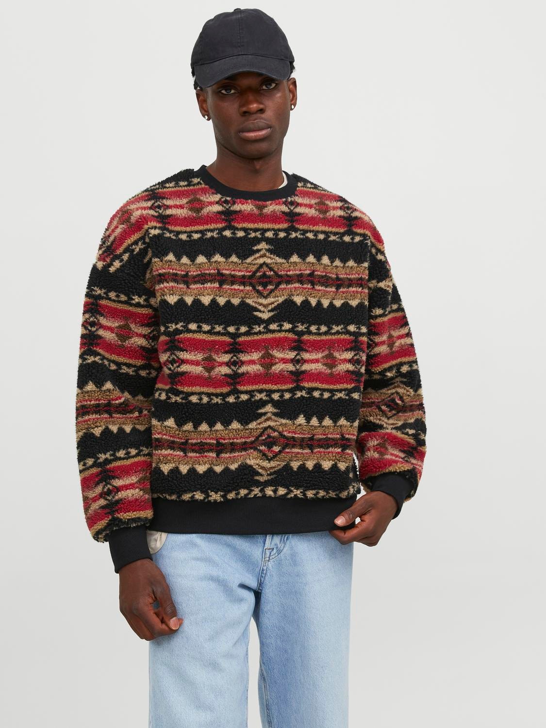 Jack & Jones All Over Print Sweatshirt med rund hals -Black - 12253892