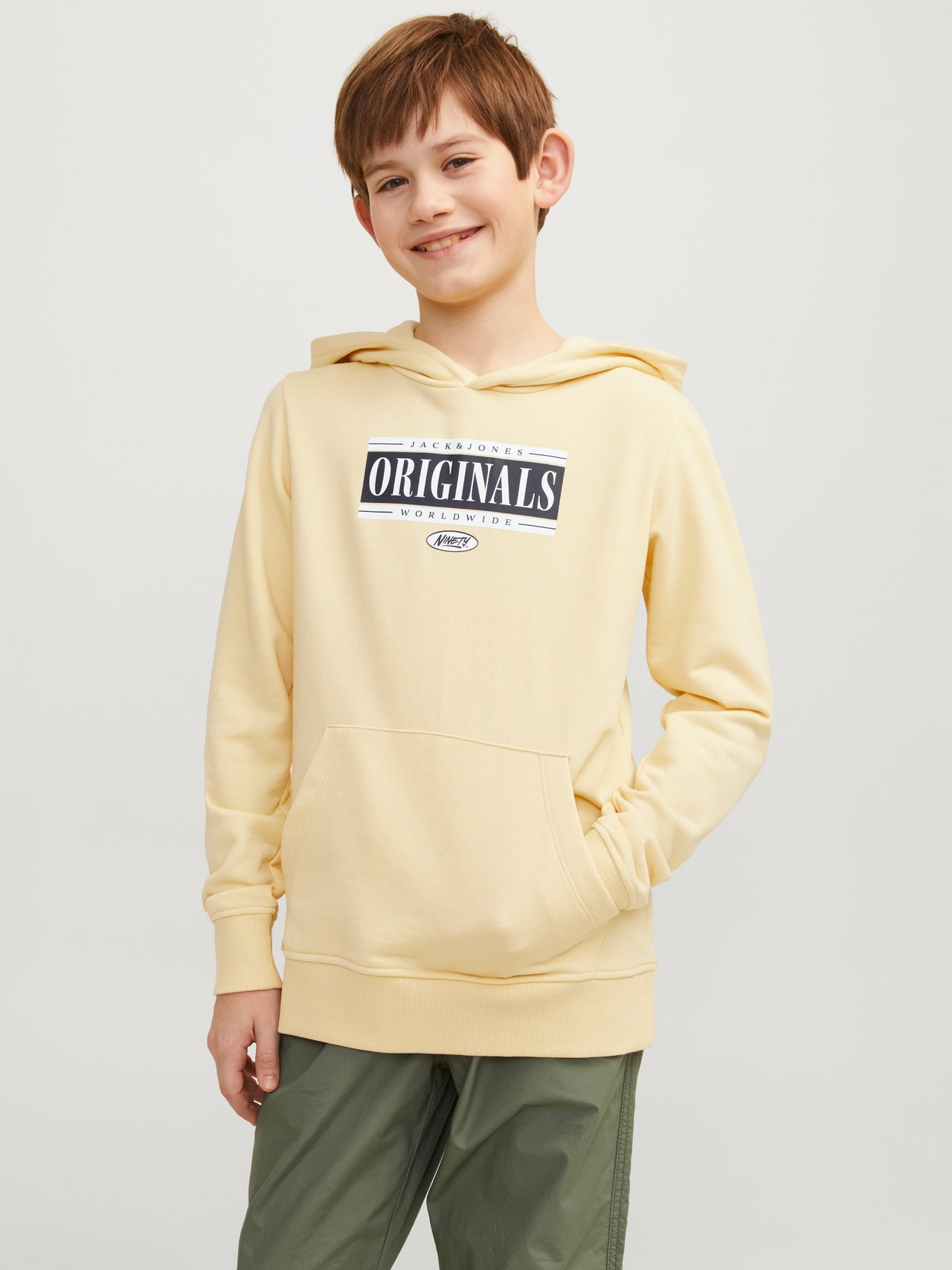 Jack & Jones Bedrukt Hoodie Voor jongens -Italian Straw - 12253959