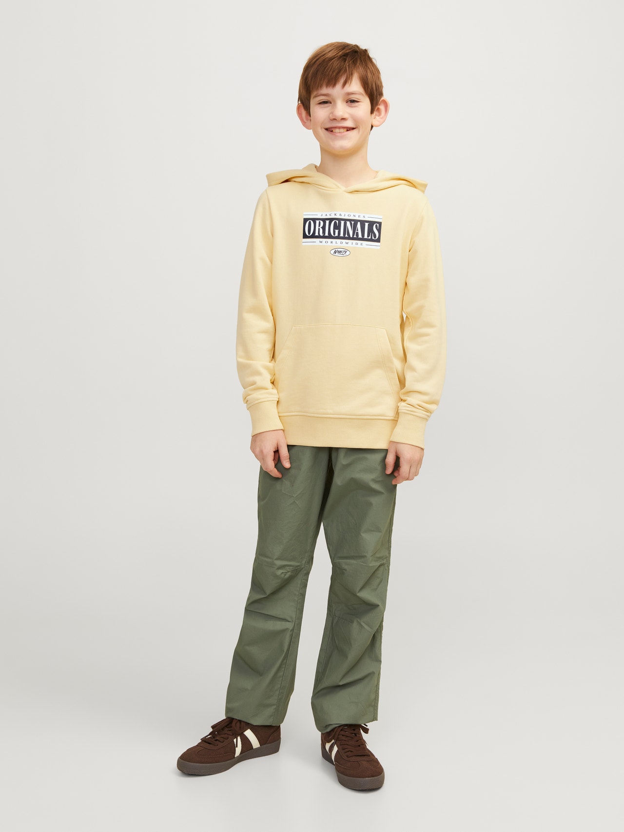 Jack & Jones Potištěný Mikina s kapucí Junior -Italian Straw - 12253959