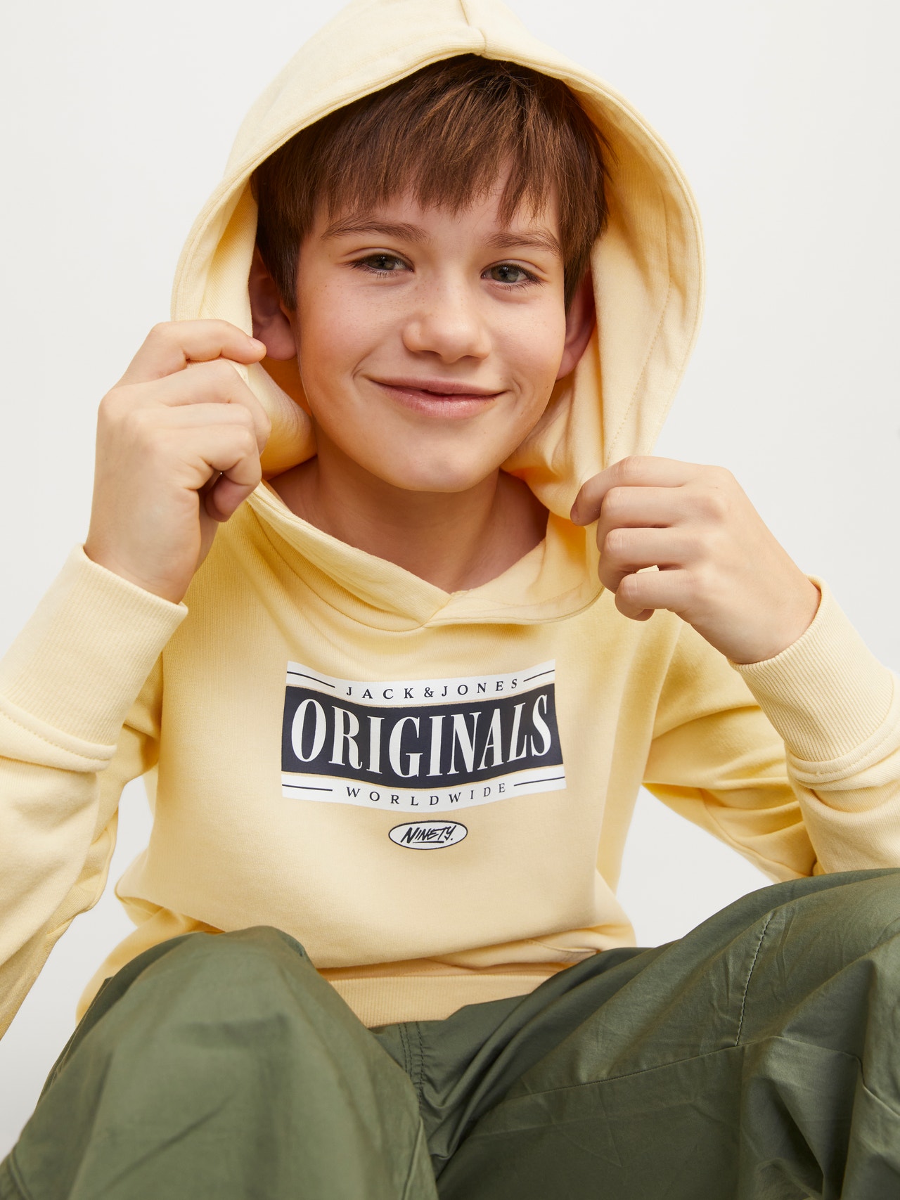 Jack & Jones Sweat à capuche Imprimé Pour les garçons -Italian Straw - 12253959