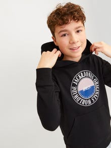 Jack & Jones Printed Hoodie For boys -Black - 12253959