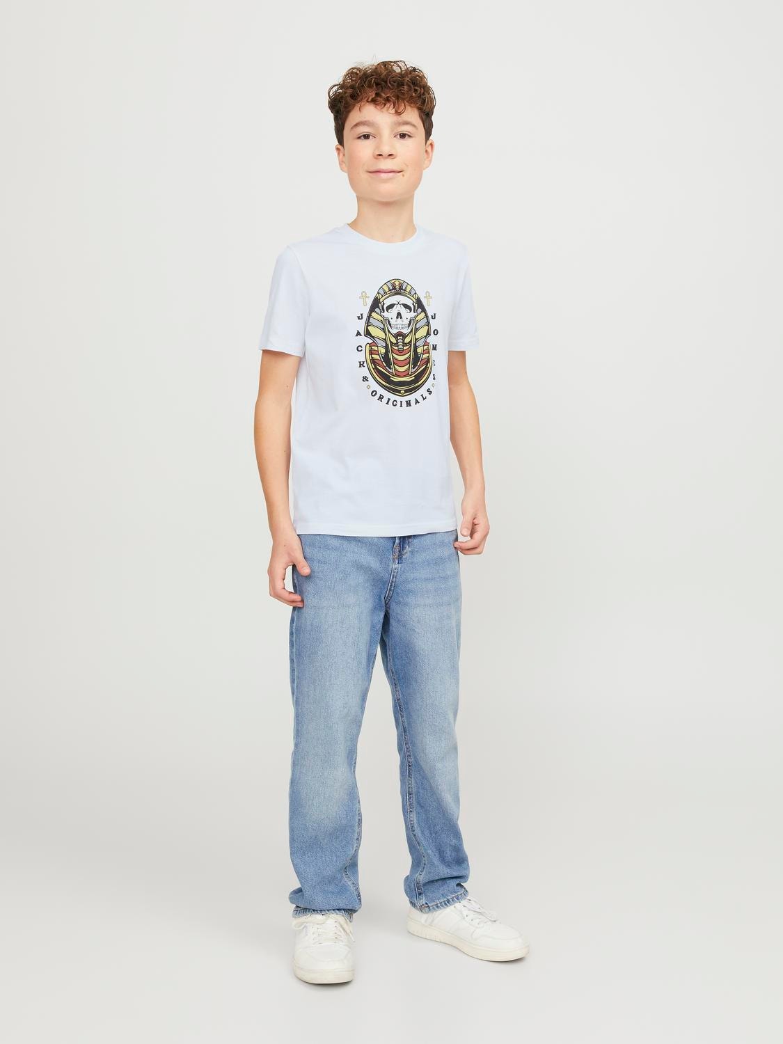 Jack & Jones Nadruk T-shirt Dla chłopców -Bright White - 12253965