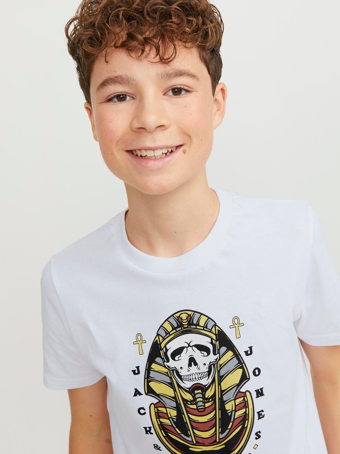 Jack & Jones Potištěný Tričko Junior -Bright White - 12253965