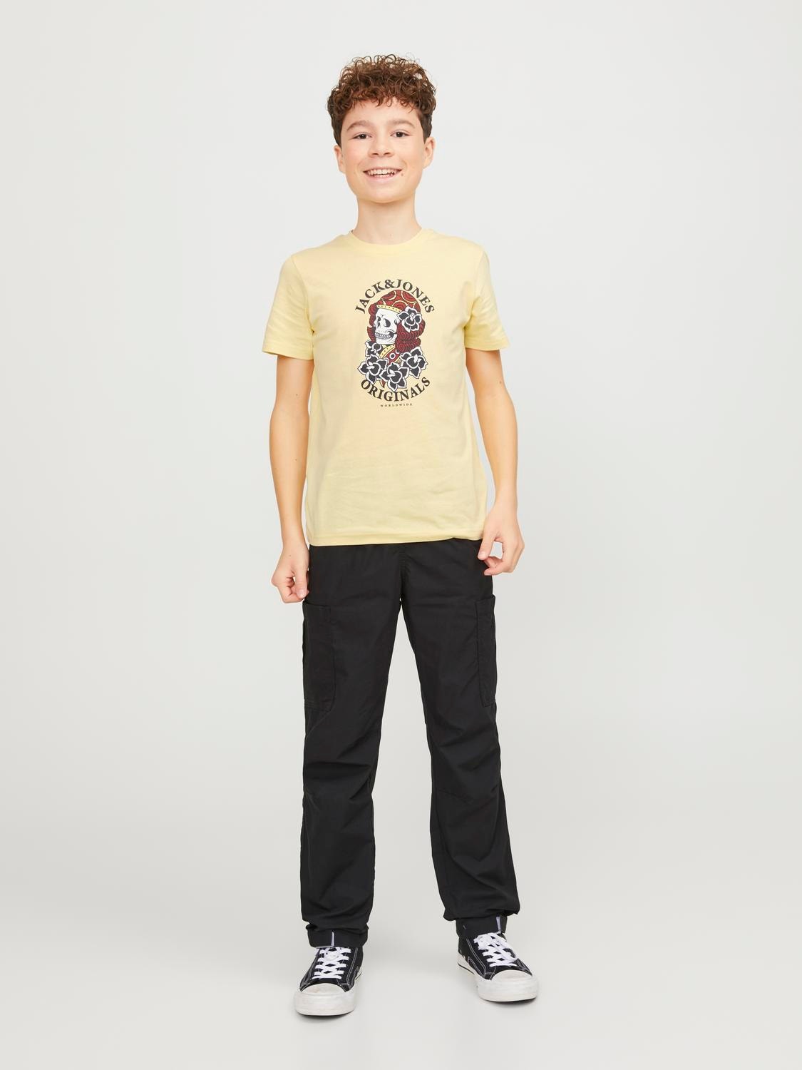 Jack & Jones Printet T-shirt Til drenge -Italian Straw - 12253965