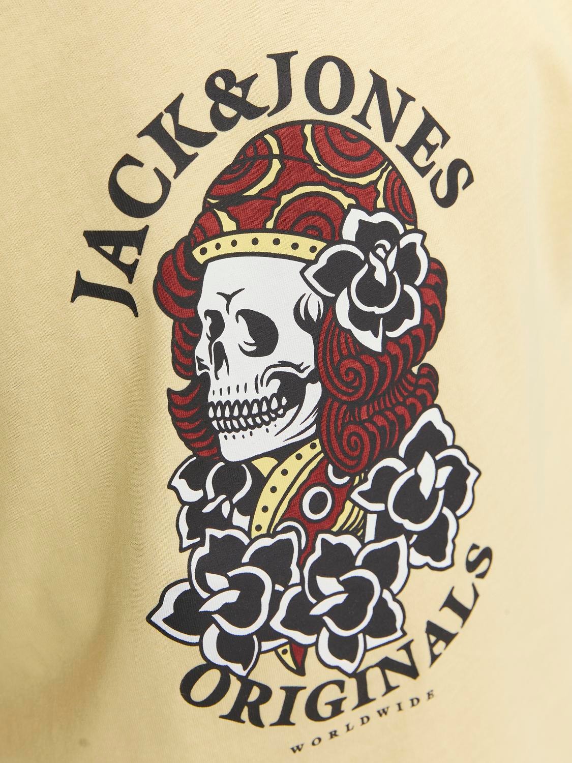 Jack & Jones Tryck T-shirt För pojkar -Italian Straw - 12253965