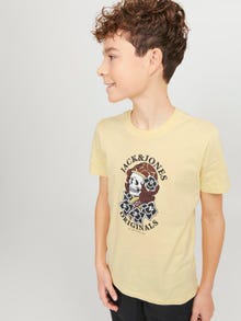 Jack & Jones Tryck T-shirt För pojkar -Italian Straw - 12253965