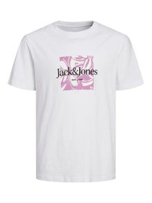 Jack & Jones Printet T-shirt Til drenge -Bright White - 12253973