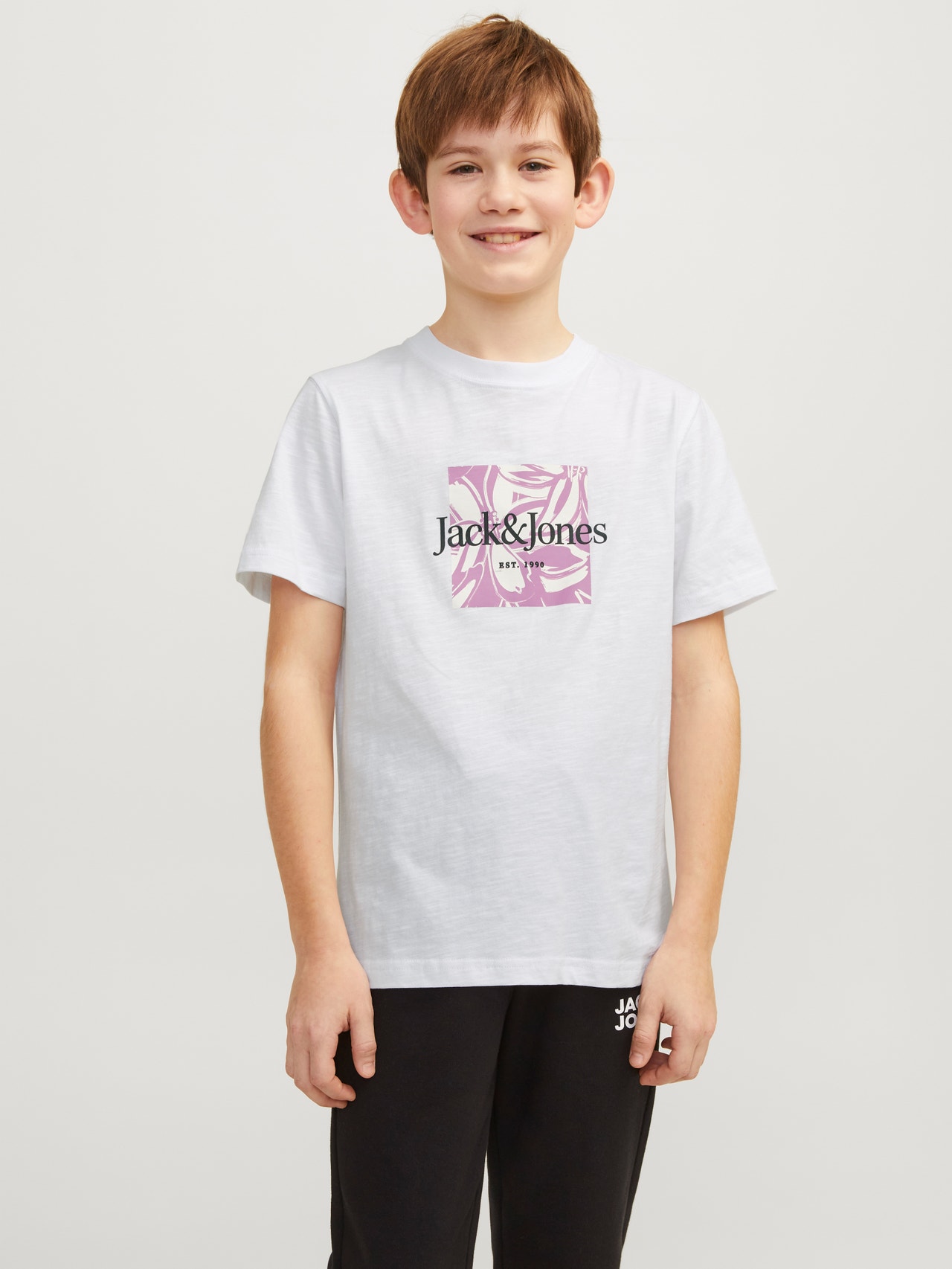 Jack & Jones Trykk T-skjorte For gutter -Bright White - 12253973