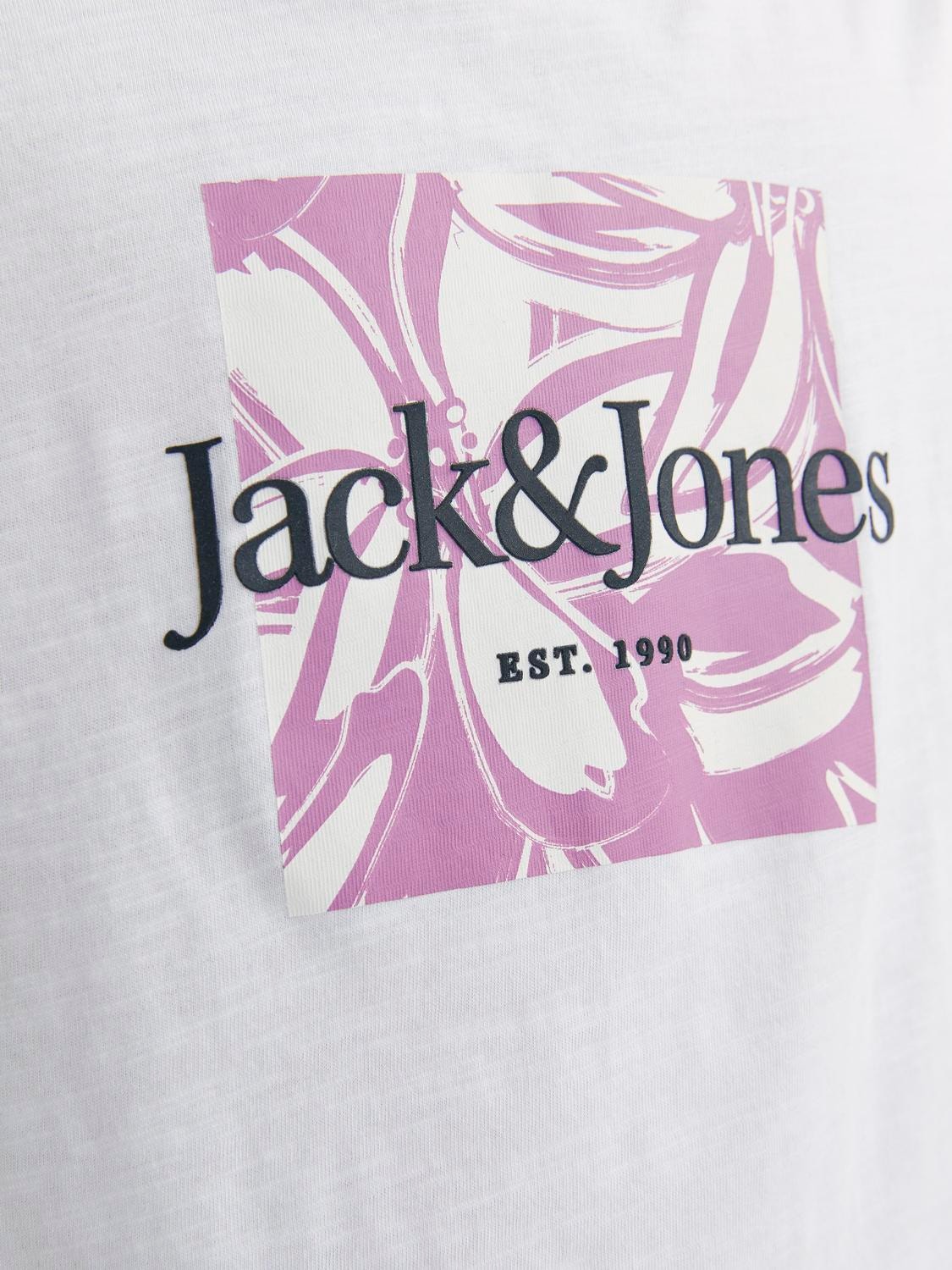 Jack & Jones Tryck T-shirt För pojkar -Bright White - 12253973