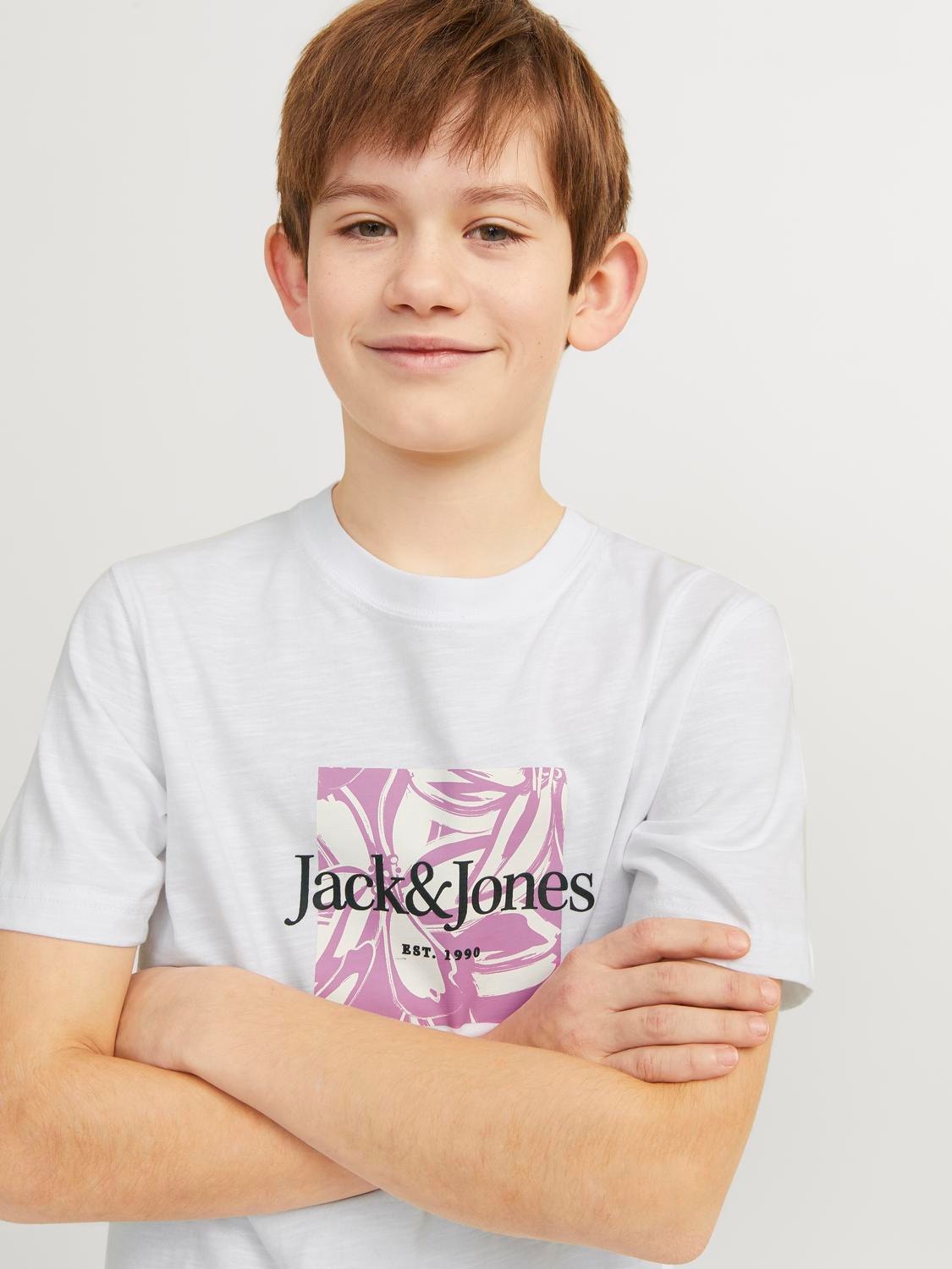 Jack & Jones Printed T-shirt For boys -Bright White - 12253973