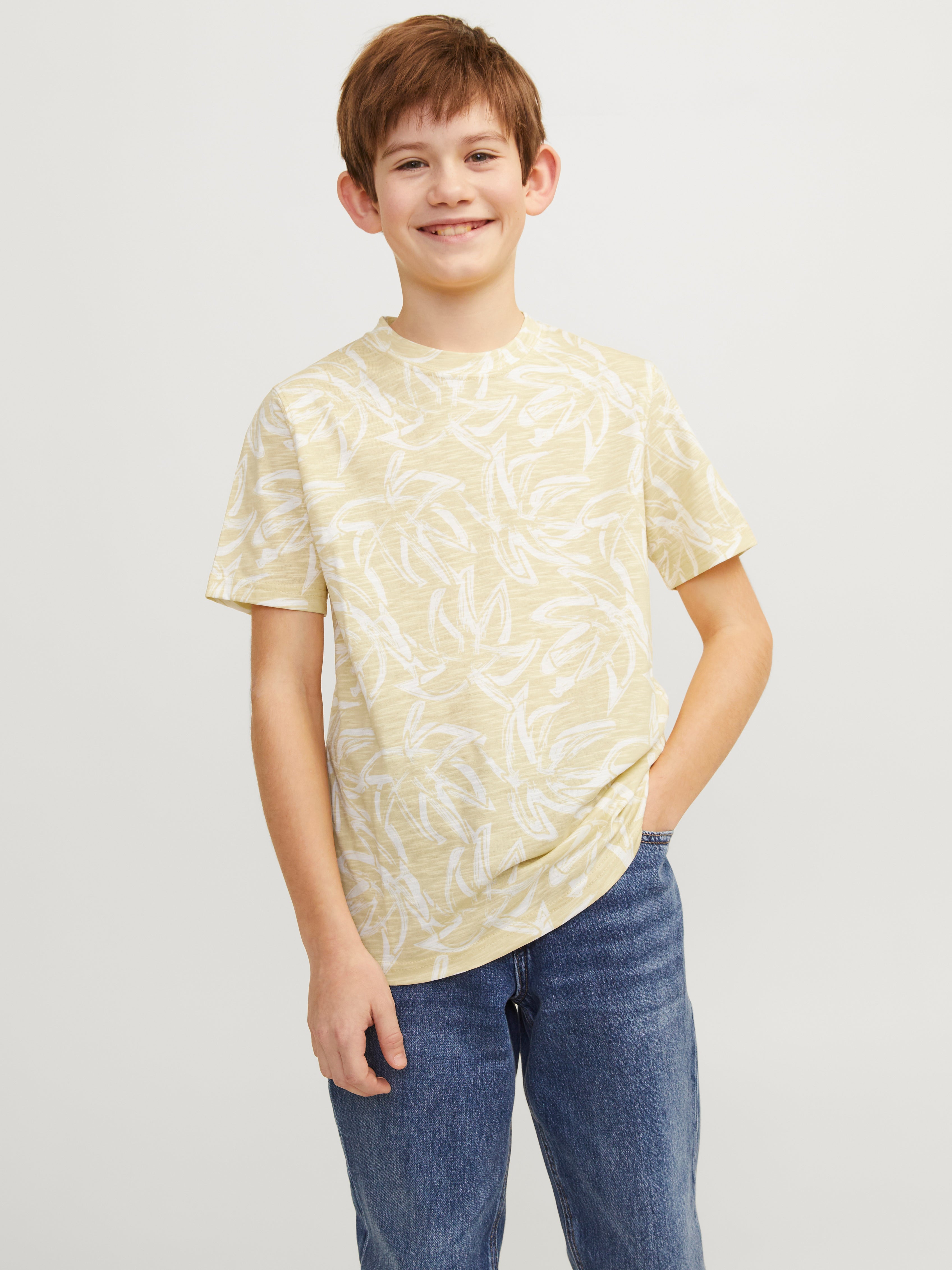 JACK & JONES Herren T-Shirt – All Over Print, Rundhals, 100% Baumwolle | Lässiges Basic Für Freizeit & Alltag
