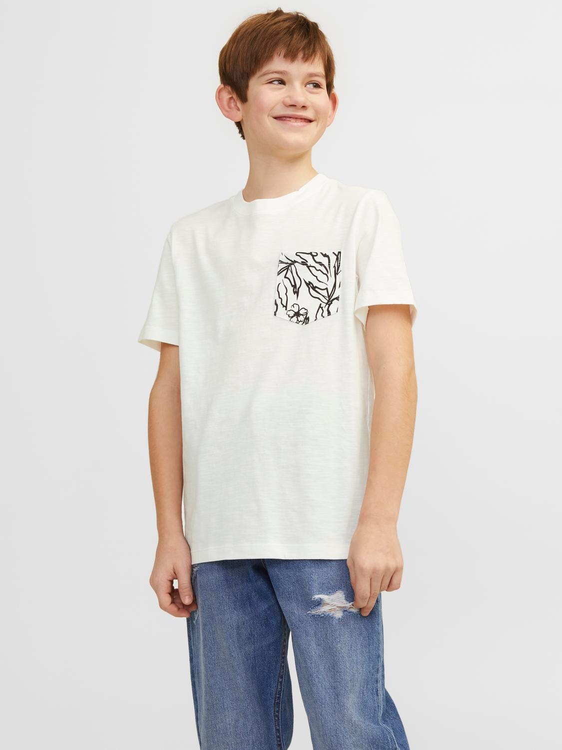 Jack & Jones Nadruk T-shirt Dla chłopców -Cloud Dancer - 12253977