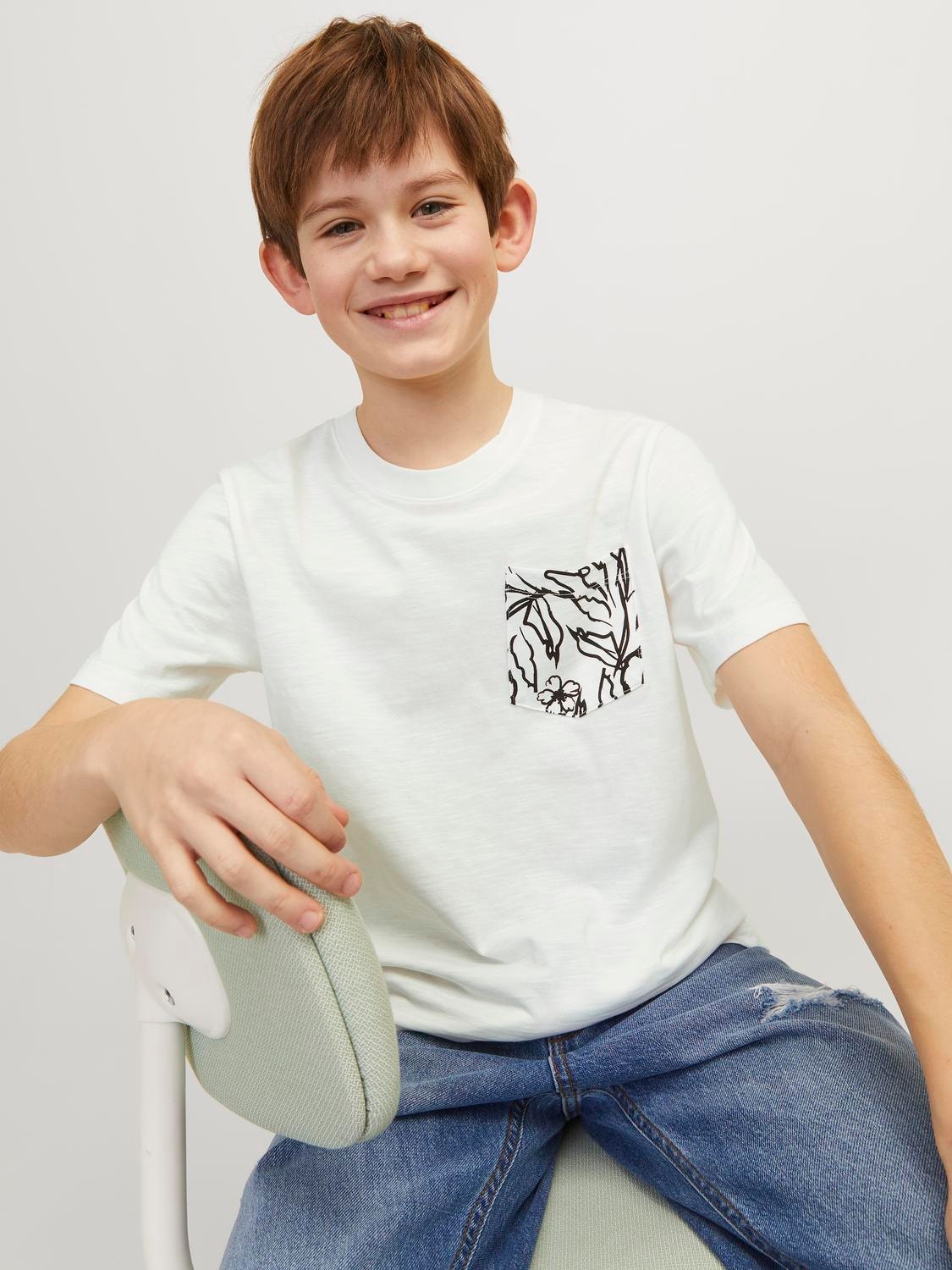 Jack & Jones Printed T-shirt For boys -Cloud Dancer - 12253977