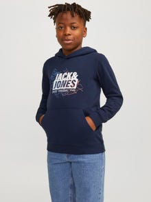 Jack & Jones Printed Hoodie For boys -Navy Blazer - 12253990