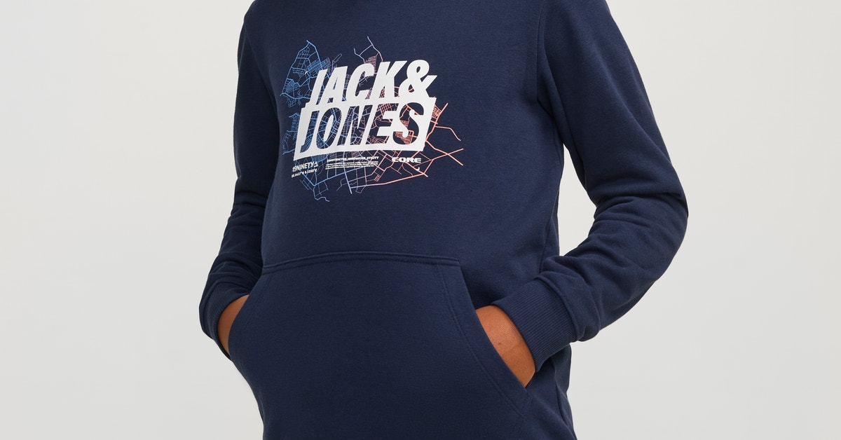 Sweat à capuche Imprimé Pour les garçons | Bleu foncé | Jack & Jones®
