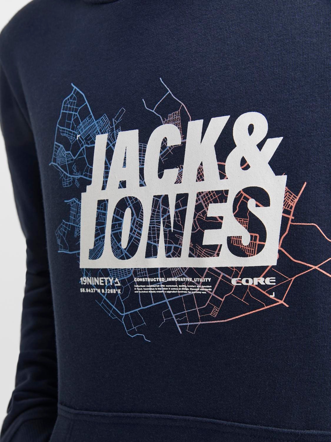 Jack & Jones Printet Hættetrøje Til drenge -Navy Blazer - 12253990
