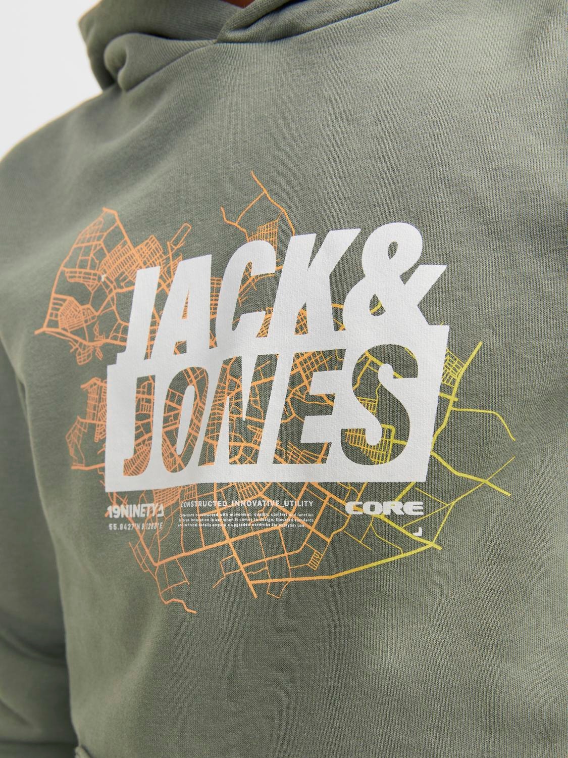 Jack & Jones Printed Hoodie For boys -Agave Green - 12253990