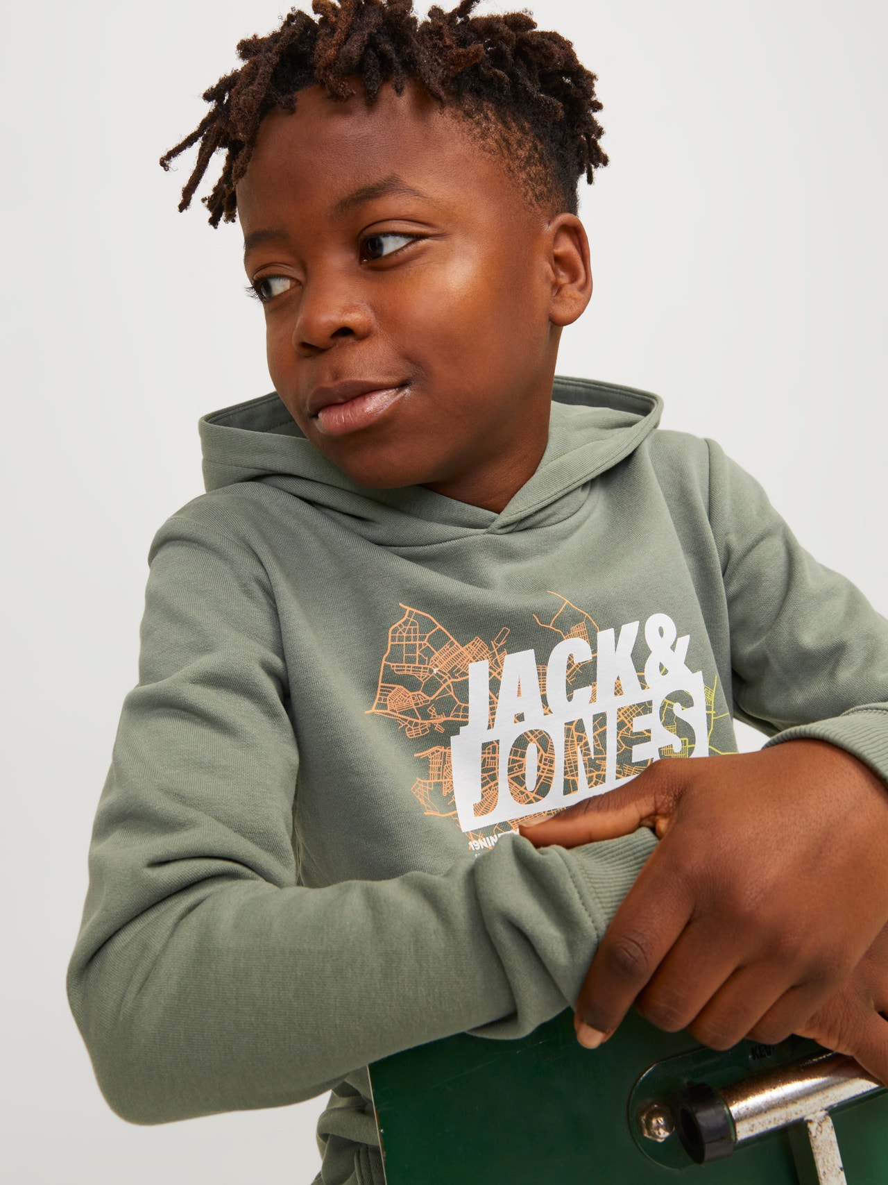 Jack & Jones Printed Hoodie For boys -Agave Green - 12253990