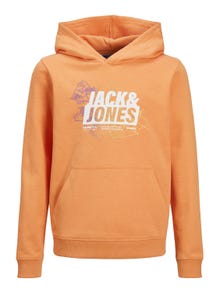Jack & Jones Printed Hoodie For boys -Tangerine - 12253990