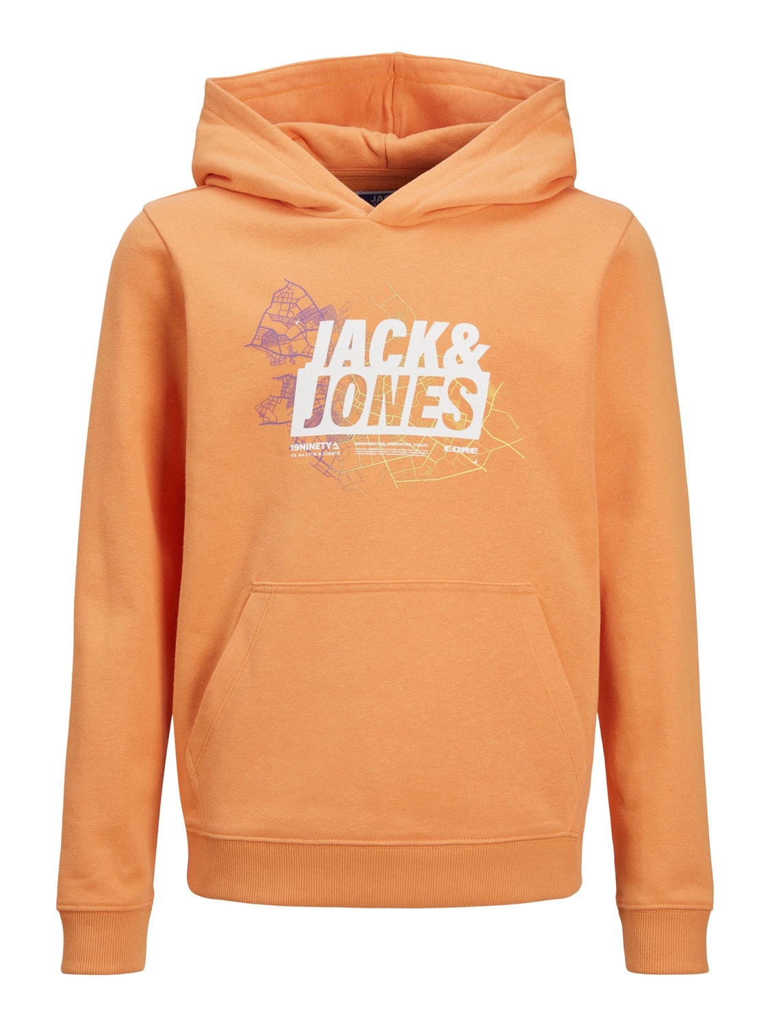 Jack & Jones Sudadera con capucha Estampado Para chicos -Tangerine - 12253990