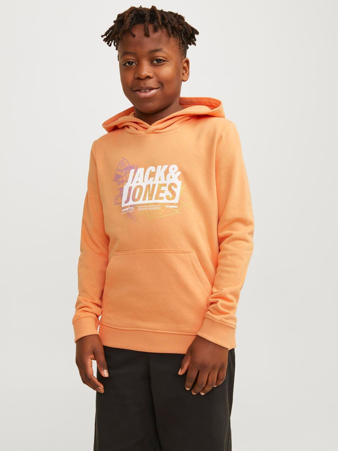 Jack & Jones Sweat à capuche Imprimé Pour les garçons -Tangerine - 12253990