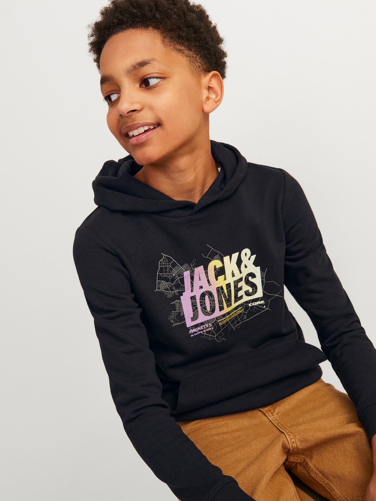Jack & Jones Sweat à capuche Imprimé Pour les garçons -Black - 12253990
