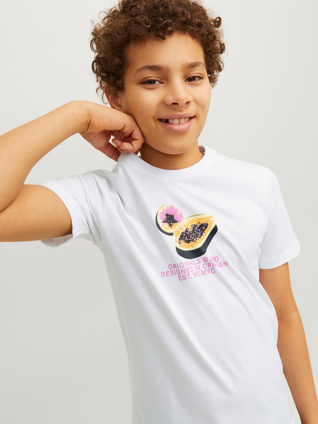 Jack & Jones Printed T-shirt For boys -Bright White - 12254031