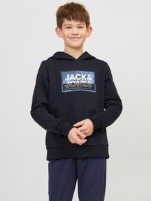 Jack & Jones Potištěný Mikina s kapucí Junior -Navy Blazer - 12254120