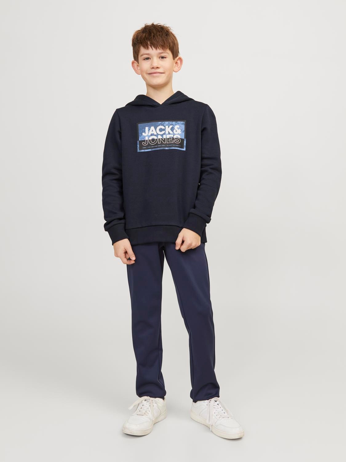 Jack & Jones Nadruk Bluza z kapturem Dla chłopców -Navy Blazer - 12254120