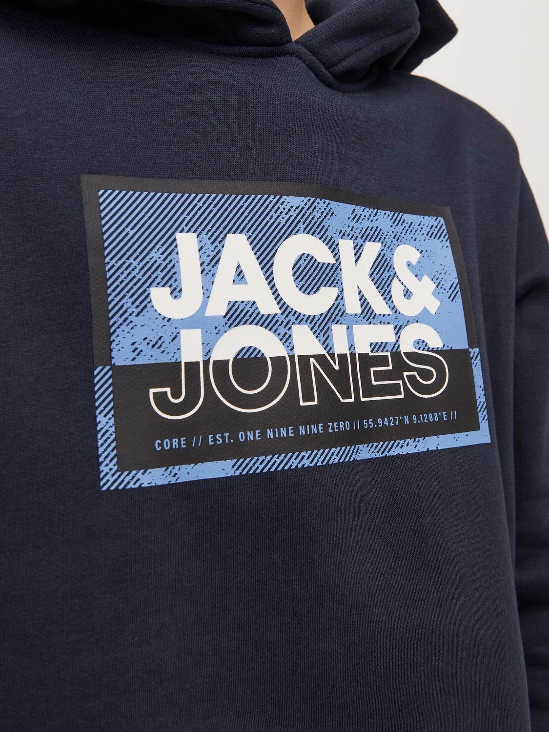 Jack & Jones Potištěný Mikina s kapucí Junior -Navy Blazer - 12254120