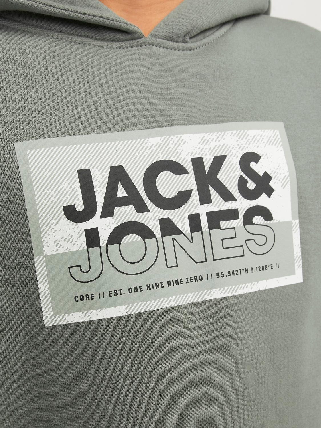 Jack & Jones Spausdintas raštas Megztinis su gobtuvu For boys -Agave Green - 12254120