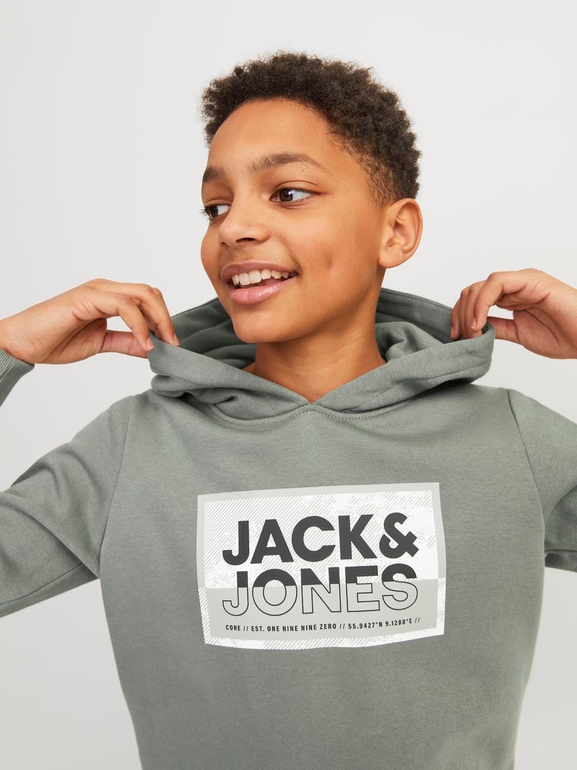 Jack & Jones Hoodie Estampar Para meninos -Agave Green - 12254120