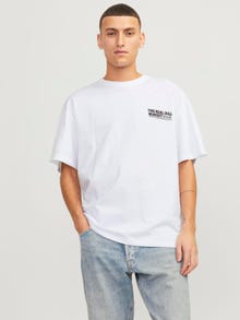 Jack & Jones Printed Crew neck T-shirt -Bright White - 12254168