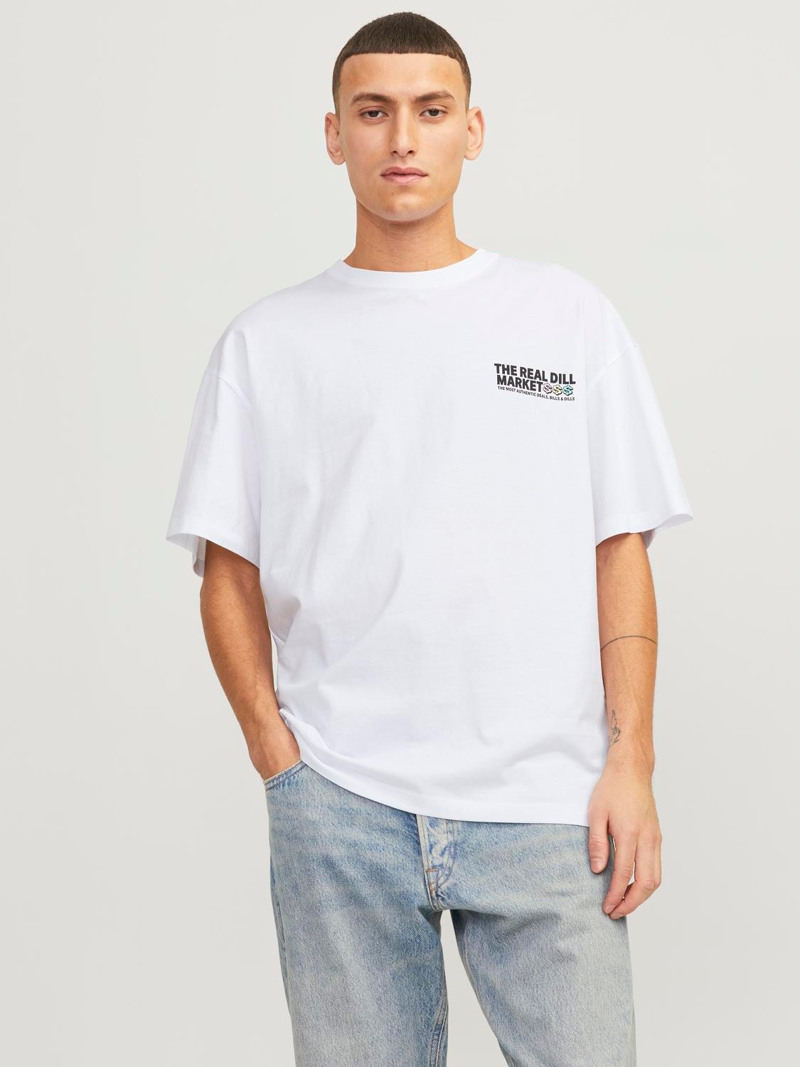 Jack & Jones T-shirt Estampar Decote Redondo -Bright White - 12254168