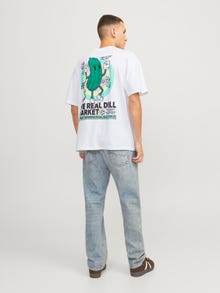 Jack & Jones T-shirt Estampar Decote Redondo -Bright White - 12254168